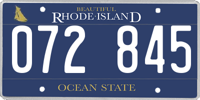 RI license plate 072845