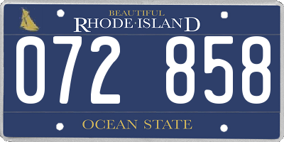 RI license plate 072858