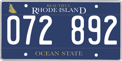 RI license plate 072892