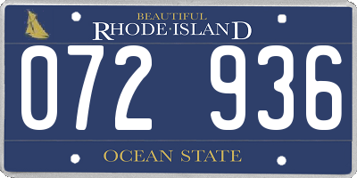 RI license plate 072936