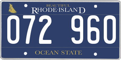 RI license plate 072960
