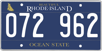 RI license plate 072962