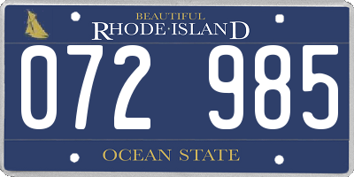 RI license plate 072985