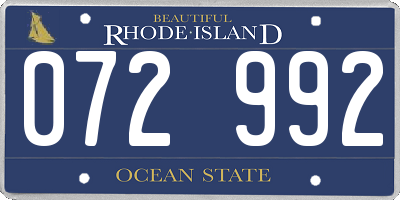 RI license plate 072992
