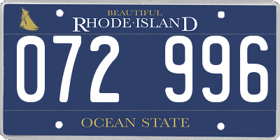 RI license plate 072996