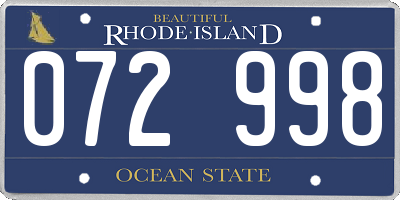 RI license plate 072998