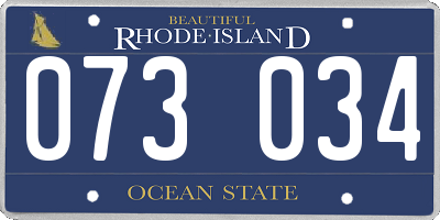 RI license plate 073034