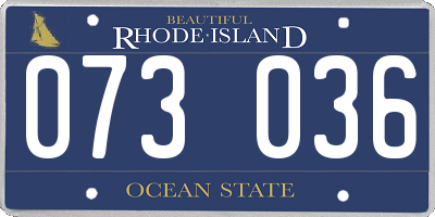RI license plate 073036