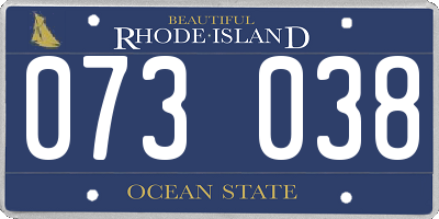 RI license plate 073038