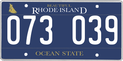 RI license plate 073039