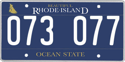 RI license plate 073077