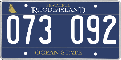RI license plate 073092