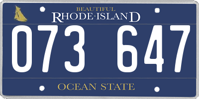RI license plate 073647