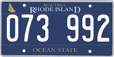 RI license plate 073992
