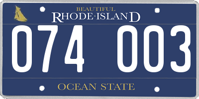 RI license plate 074003