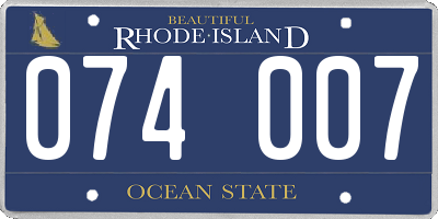 RI license plate 074007