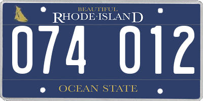 RI license plate 074012