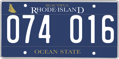 RI license plate 074016