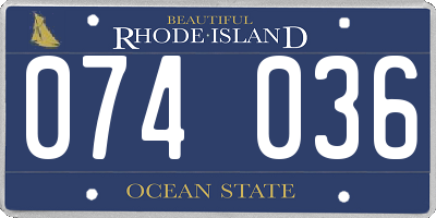 RI license plate 074036