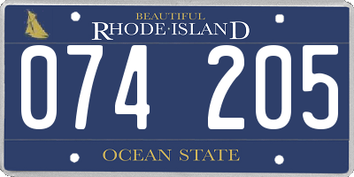 RI license plate 074205
