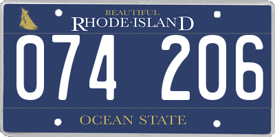 RI license plate 074206
