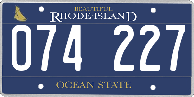 RI license plate 074227