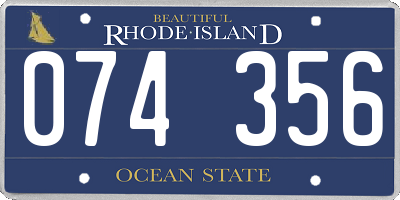 RI license plate 074356
