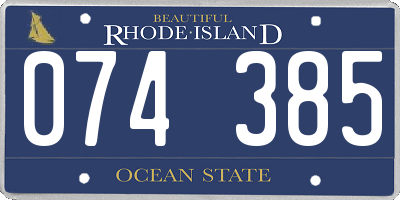 RI license plate 074385