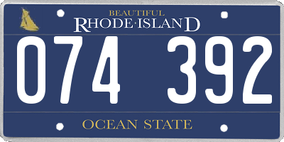 RI license plate 074392