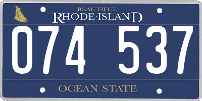 RI license plate 074537