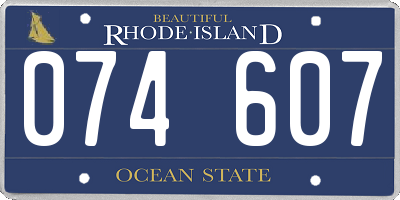 RI license plate 074607