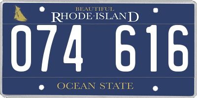 RI license plate 074616