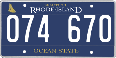 RI license plate 074670