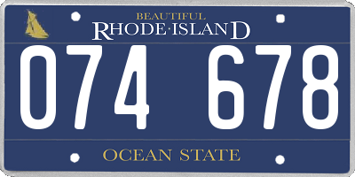 RI license plate 074678