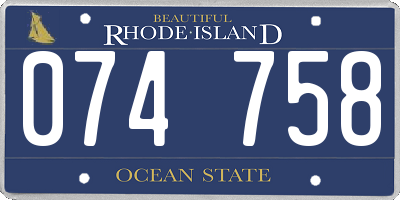 RI license plate 074758