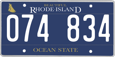 RI license plate 074834
