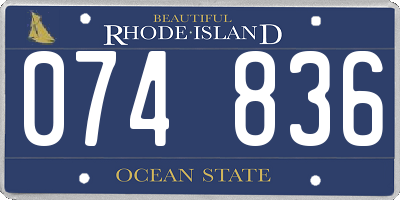 RI license plate 074836