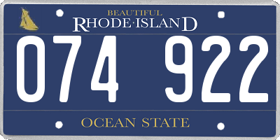RI license plate 074922