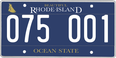 RI license plate 075001