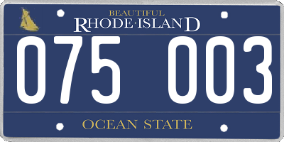 RI license plate 075003