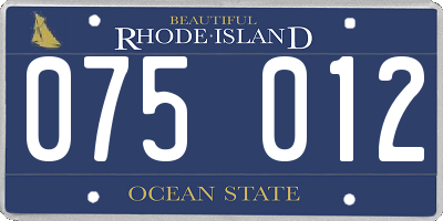 RI license plate 075012