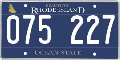 RI license plate 075227