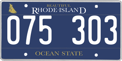 RI license plate 075303