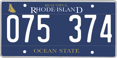 RI license plate 075374