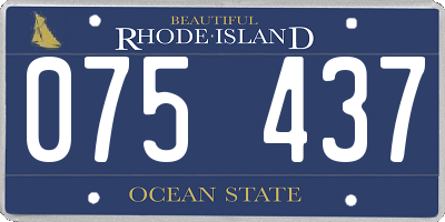 RI license plate 075437