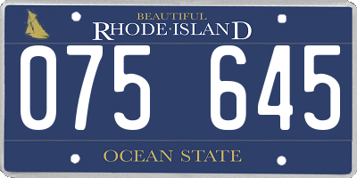 RI license plate 075645