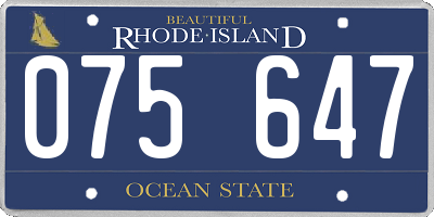 RI license plate 075647