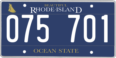RI license plate 075701