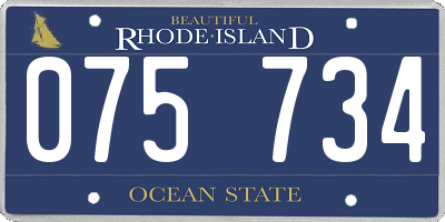 RI license plate 075734