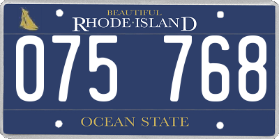 RI license plate 075768